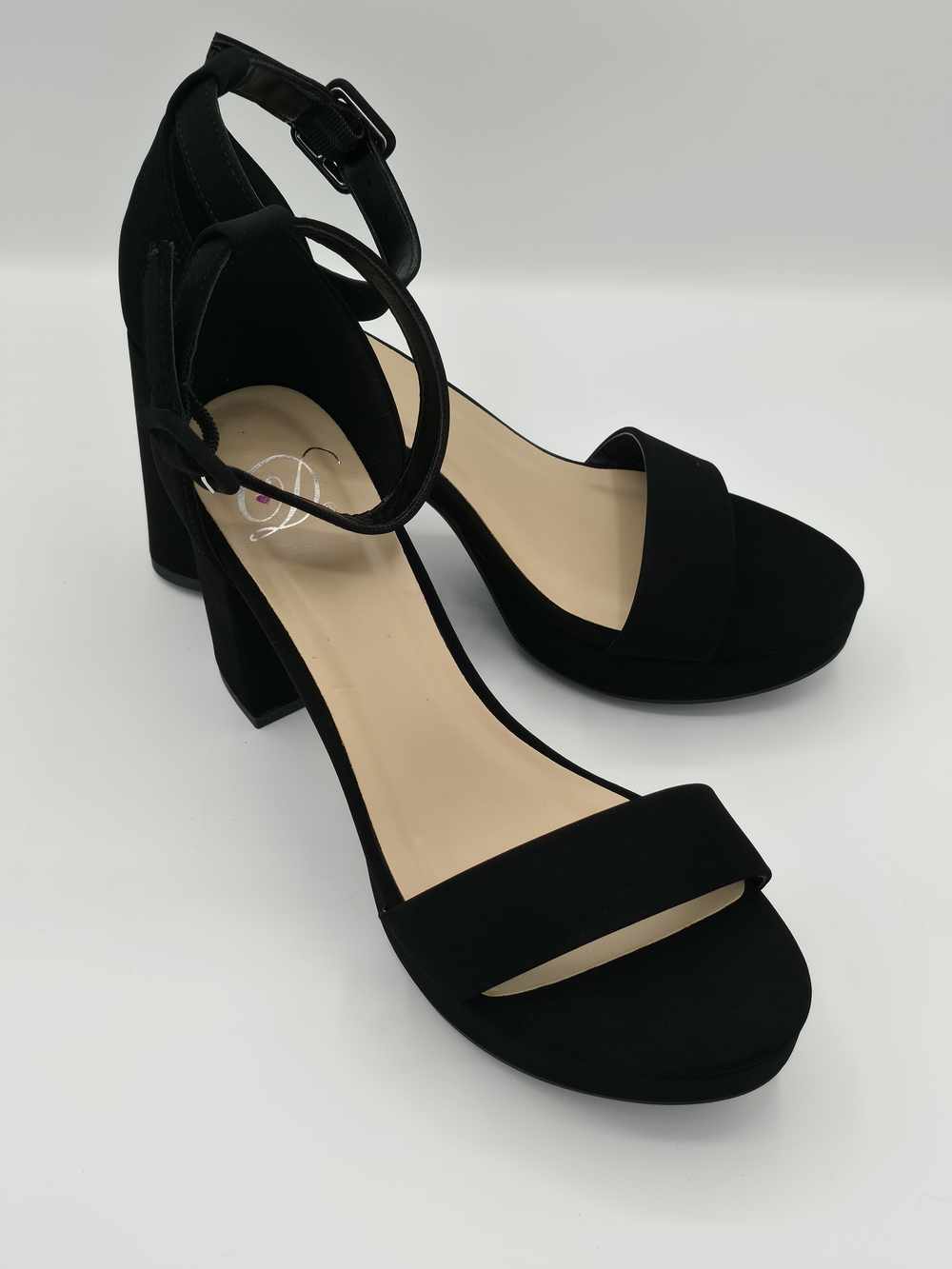 Classic Black Block Heel Sandals with Ankle Strap